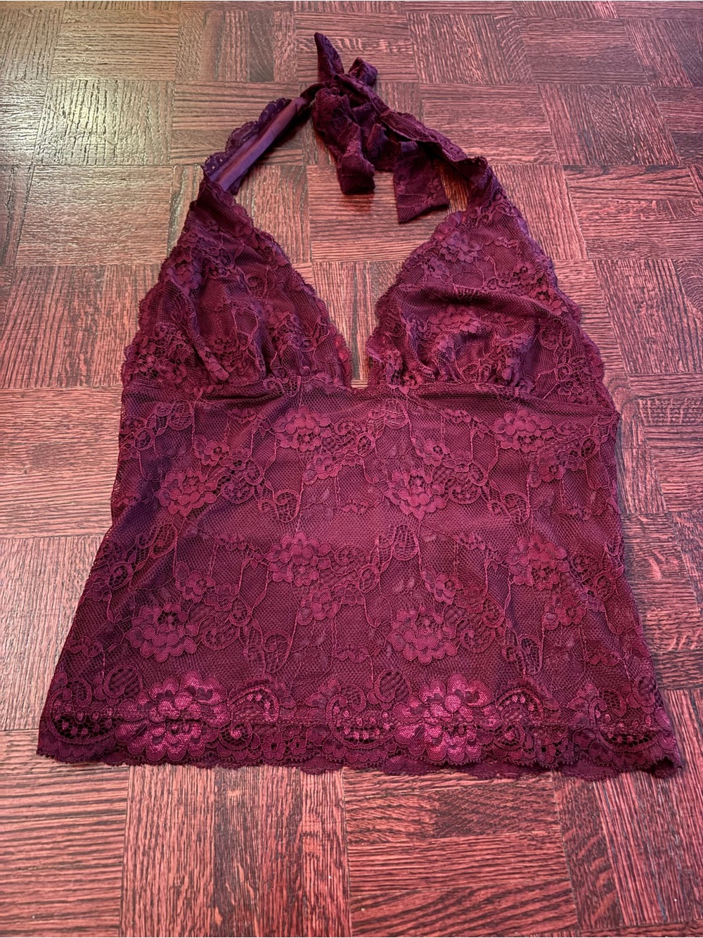 Halter Plunge lace top